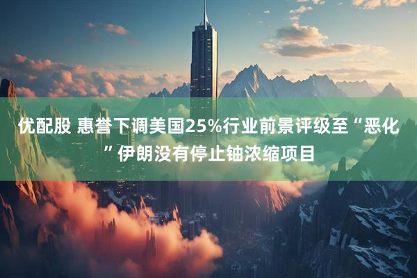 优配股 惠誉下调美国25%行业前景评级至“恶化”伊朗没有停止铀浓缩项目